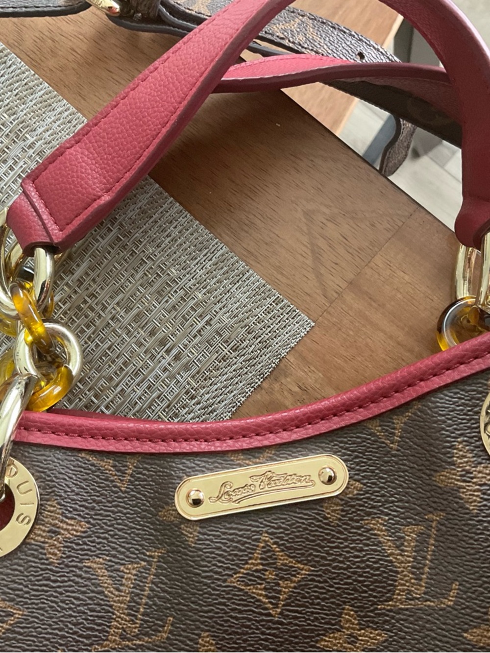 Louis Vuitton Monogram Canvas Tote with Red Trim - Picture 3 of 7